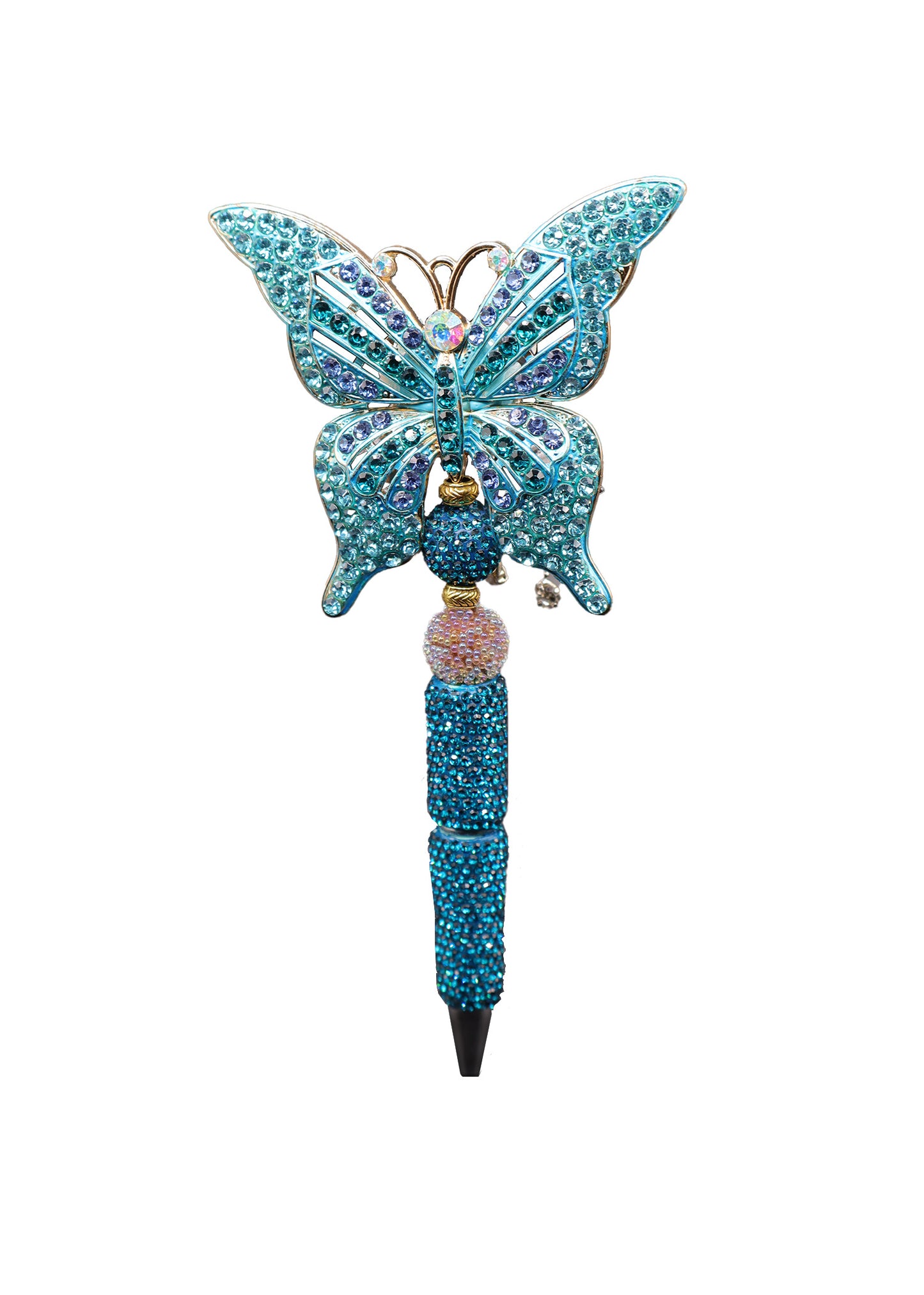 Blue Butterfly Rhinestone Writing Pen