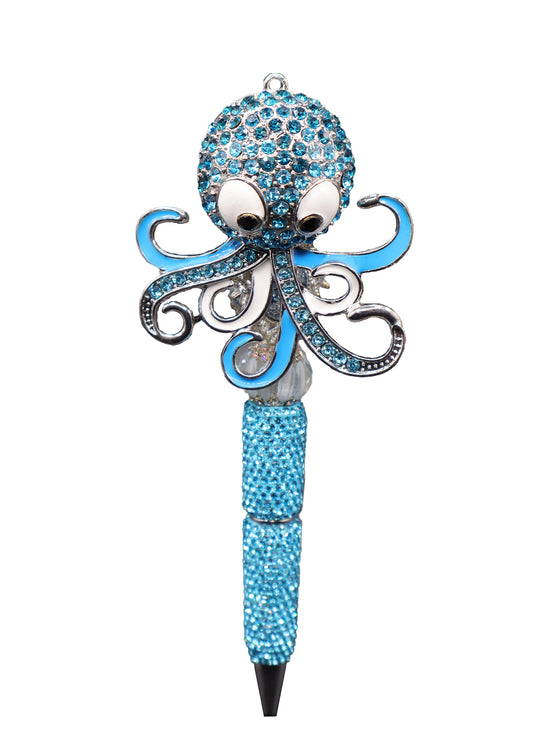 Blue Octopus Rhinestone Writing Pen