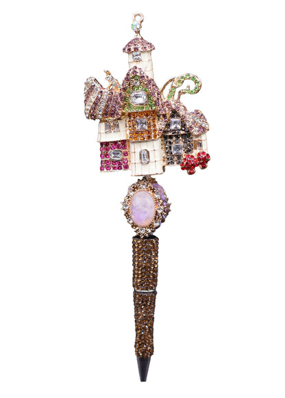 Crooked House Gold Rhinestone Writing Pen