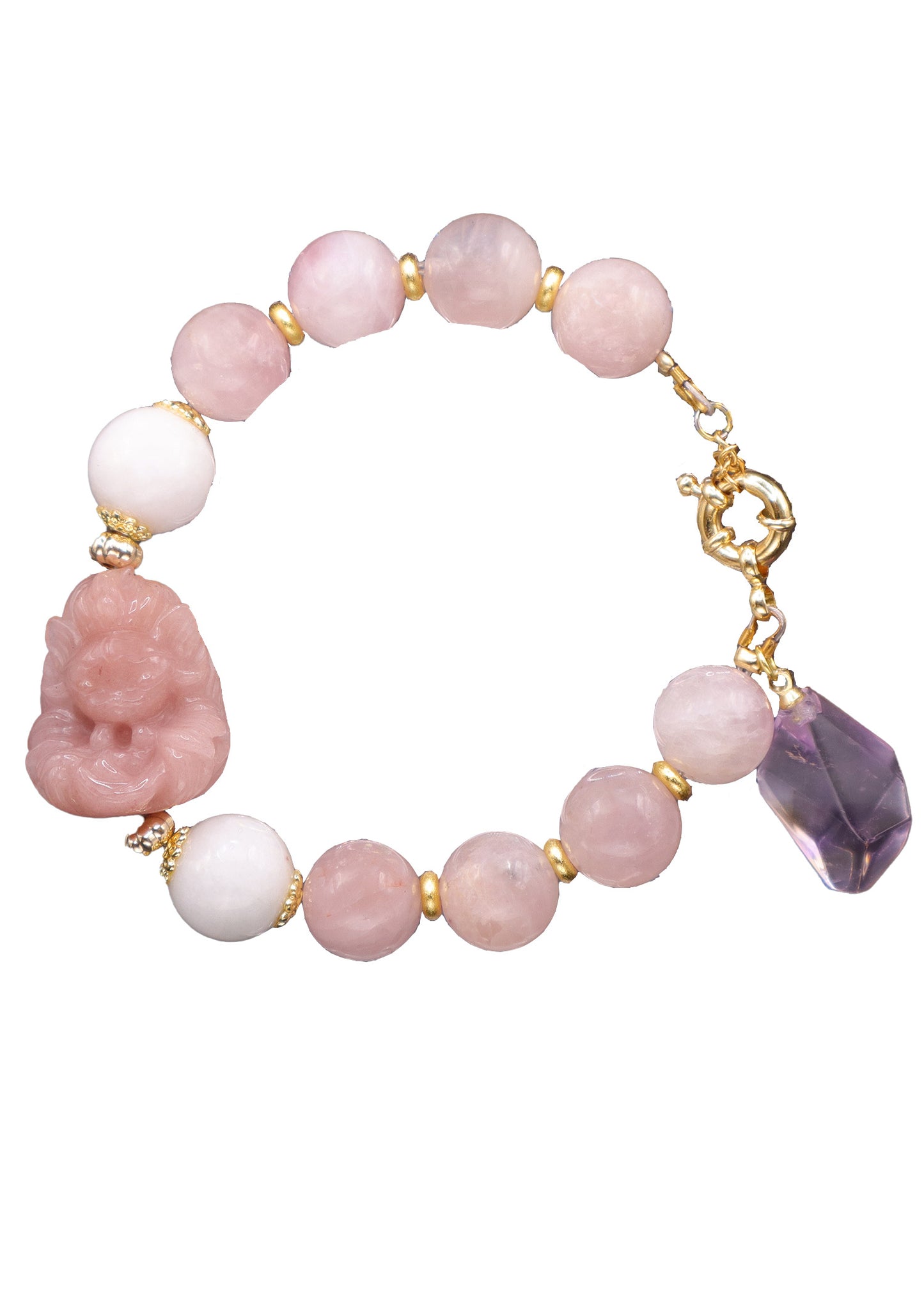 Pink Alashan Agate Fox Bracelet