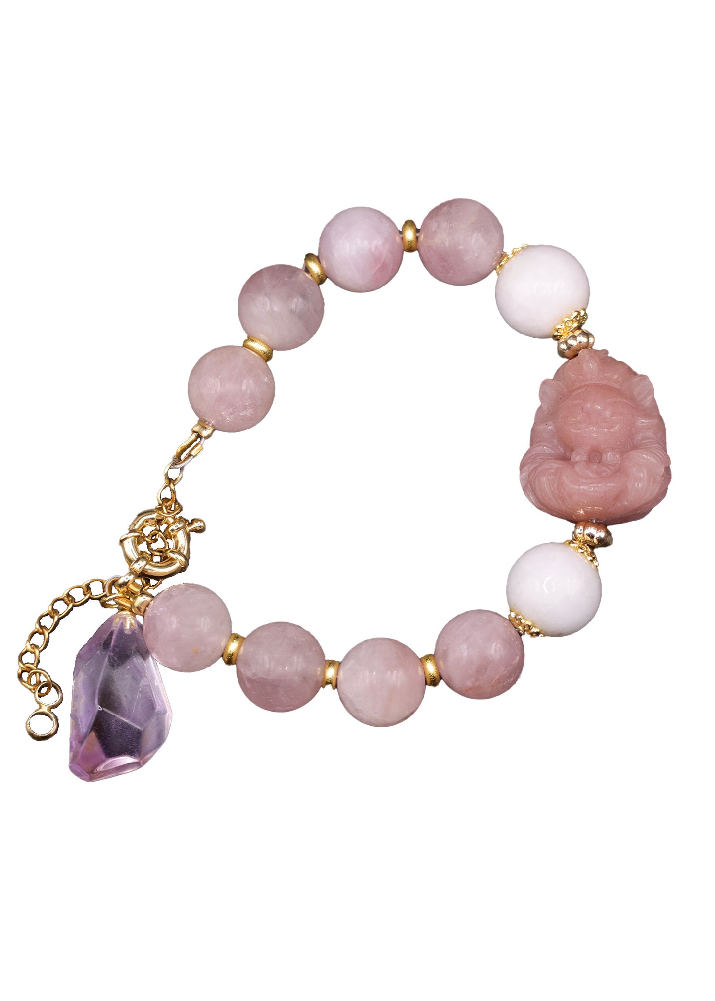 Pink Alashan Agate Fox Bracelet