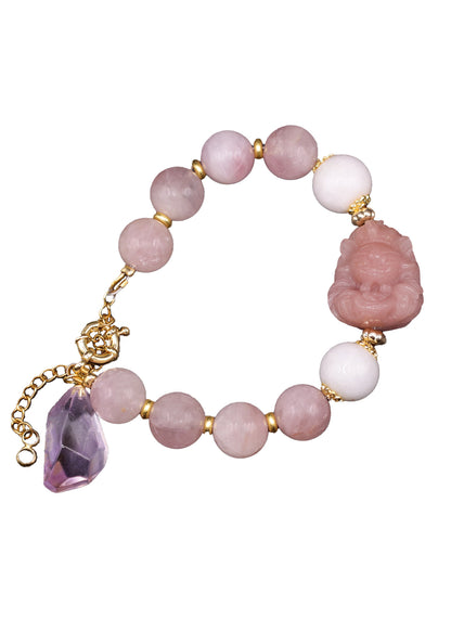 Pink Alashan Agate Fox Bracelet