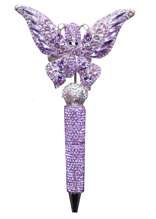 Purple Butterfly Rhinestone Writing Pen