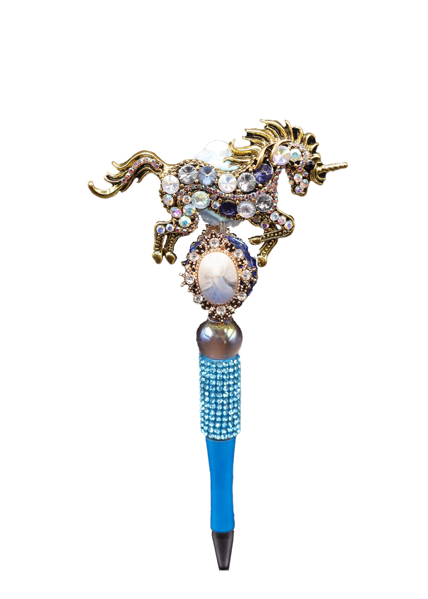 Unicorn Blue Rhinestone Writing Pen